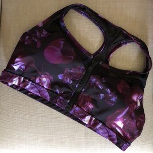 Popflex Dark Bloom Print Front Zip Bra Size 16
